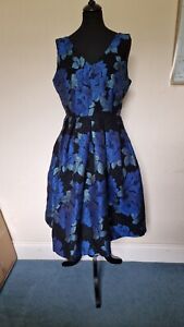 Louche Luxe Dress. Blue And Black Metallic Detail. Size 14. Wedding Guest