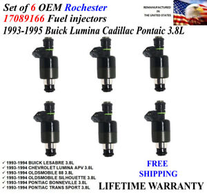 Set of 6 Genuine Rochester Fuel Injectors For 1993-1994 Pontiac Trans Sport 3.8L