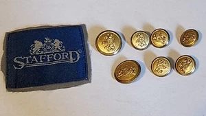 Chaqueta 7 botones de repuesto de metal tono dorado Stafford 9/16 13/16 León Unicornio - Imagen 1 de 3