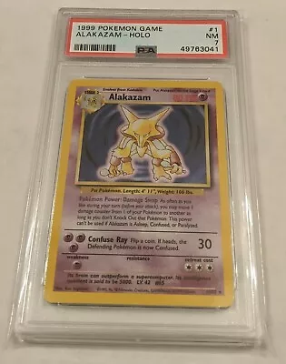 Alakazam 1/102 Pokemon Base Set Unlimited Holo Card- PSA 7 - Image 1 of 4