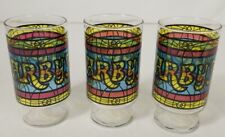 Vintage Arbys Restaurant Stained Glass Tumblers Set Of Three  1970s lot !!!