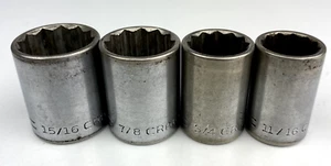 Vintage Craftsman Socket Set 4 V Series 1/2" Drive 12 Pt  11/16” thru 15/16” - Picture 1 of 7