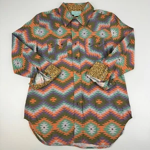 Vintage Tasha Polizzi Womens Size L Pearl Snap Shirt Western Aztec Flip Cuff - Picture 1 of 4