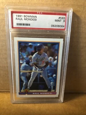 1991 Bowman #593 Raul Mondesi RC PSA Graded 9 MINT - Imagem 1 de 2