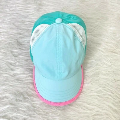 Gorra de béisbol Gymboree para niñas talla pequeña blanca aguamarina con ribete rosa Foto 1 de 4
