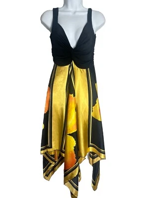 VTG Y2K Floral Asymmetrical Babydoll Open Back Fairy Goth Resort Midi Dress M - Image 1 of 4