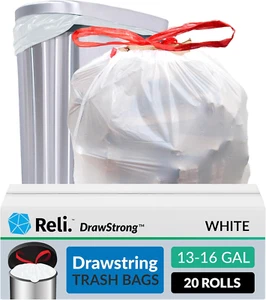 Tall Kitchen Trash Bags 13 Gal 500Ct - White 16 Gal Capacity - Picture 1 of 12