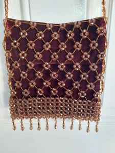 Vintage, NEXT, Brown, Beaded & Velvet Evening Occasion Party Shoulder Bag - Picture 1 of 10