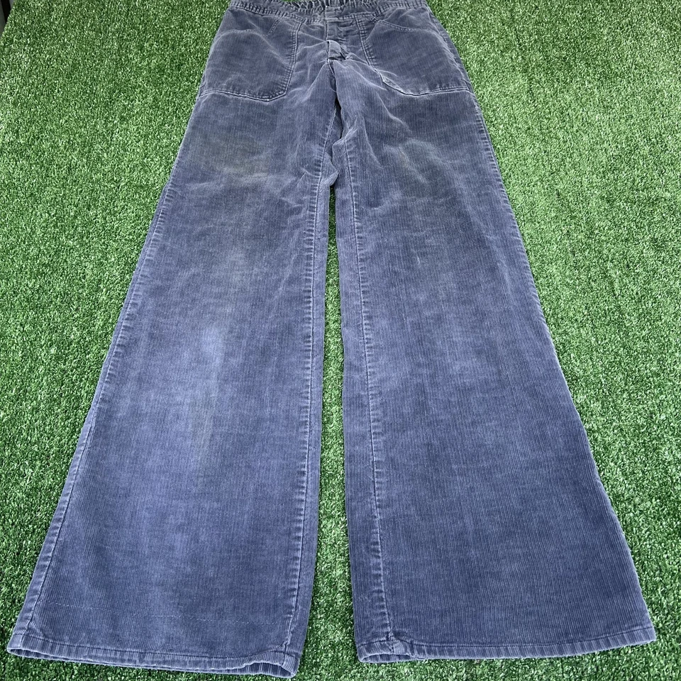 VTG Corduroy Pants Womens 26x32.5" Faded Blue Talon Wide-Leg Flare Hippie 70s - Image 1 of 4
