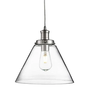 Lámpara colgante de techo con acabado cromado con pantalla de vidrio transparente iluminación para el hogar - Imagen 1 de 1