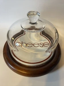 Vintage Cheese Server MCM Goodwood Teakwood/Ceramic & Glass Dome Taiwan - Picture 1 of 10