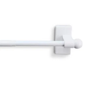 Magnetic Single Curtain Rod With Mounting Pads Adjustable Steel Round White - Picture 1 of 8