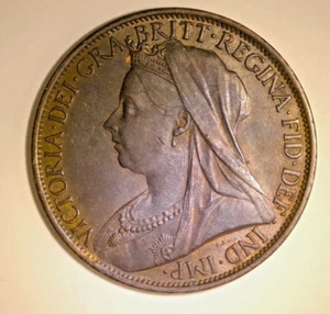 1900 BRITISH PENNY ~ Brown Unciculated - Picture 1 of 4