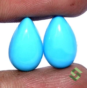 15x9 mm Natural Sleeping Beauty Turquoise Pear Cabochon Pair 9.09 CTS Gemstones - Picture 1 of 6