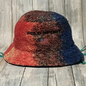 Ralph Lauren POLO Deporte EE. UU. América Bandera Vellón Sherpa Sombrero Cubo Talla L/XL - Imagen 1 de 7