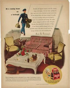 Vintage 1943 Coca Cola Ad from McCalls 1943 Laura Lee Burroughs Flowers Military - Picture 1 of 1