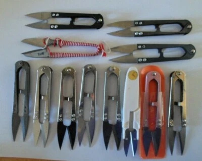12 PCS METAL SEWING THREAD NIPPERS TRIMMING SCISSORS SNIPPERS CLIPPERS, USED  - Image 1 of 4