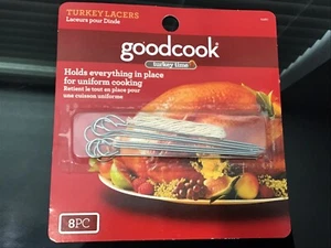 Good Cook TURKEY LACERS 8pc Set Poultry Stuffing Trussing Pins Roast String Cord - Picture 1 of 1