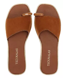 Antike griechische Echtleder-Sandalen Damen Zehenring-Stil handgefertigte flache Pantoletten - Bild 1 von 3