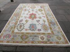 Vintage Traditional Hand Made Turkish Oushak Oriental Wool White Carpet 303x195