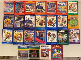 1980s MATTEL INTELLIVISION LOT OF 25 VIDEO GAMES W BOX SOME COMPLETE HOCKEY +