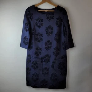 White Stuff Women Size 12 Navy Blue Floral Velvet Tunic Dress Stretch Casual - Picture 1 of 10