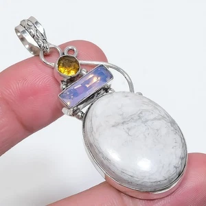Howlite Jasper, ciondolo gioiello in argento sterling 925 con pietra preziosa... - Foto 1 di 5