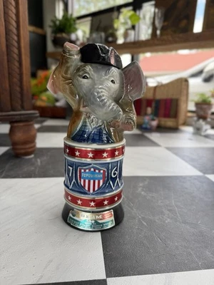 Vintage 1976 Jim Beam Republican Elephant Decanter– GOP Political Whiskey Bottle - Image 1 of 3