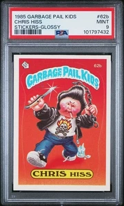 PSA 9 MINT 1985 Garbage Pail Kids Series 2 #62b CHRIS HISS Glossy Sticker Card - Picture 1 of 2