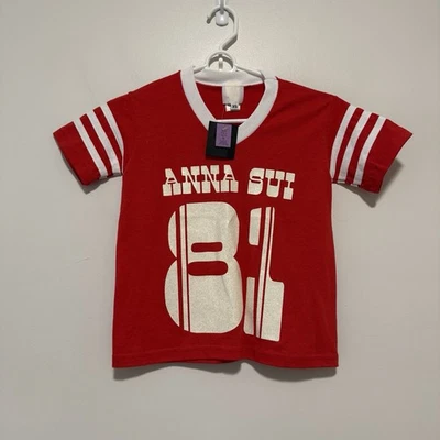Anna Sui NWT Red Football 81 T-Shirt Size XS - Image 1 of 4