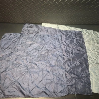 Lot Of (3) 100% Silk Hand Rolled Handkerchiefs Blue 18", Blue 17", Silver 17.5" - Image 1 of 4