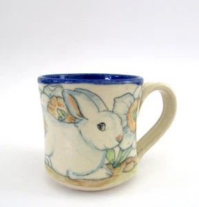 Davila Brodsky Santa Fe Pottery Blue Rabbit Baby Mug 2010 - Picture 1 of 6
