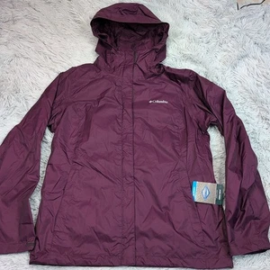 Columbia Jacket Womens L Windbreaker Hood Zip Up Pockets Omni Tech New - Picture 1 of 14