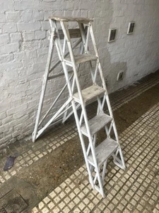 Antique Hatherley Lattistep Painted Pine Step Ladders - Picture 1 of 15