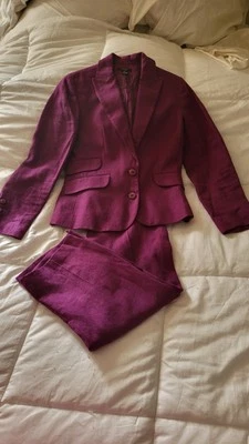 Conjunto Blazer Lino Alfani Coord Talla 2 + Pantalones Talla 6 Borgoña Nuevo Sin Etiquetas Foto 1 de 4
