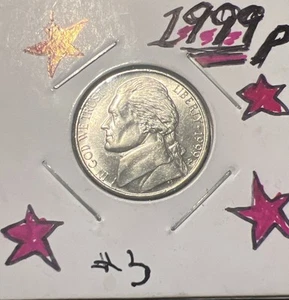 1999 P Jefferson Nickel Full Steps tatsächliche Münze # 3 - Bild 1 von 5