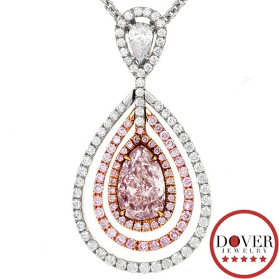 Ожерелье кулон 18 карат с натуральным розовым бриллиантом платиной ГИА Kwiat 3,76 карата - Изображение 1 из 4