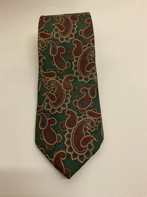Leonardo Strelli 100% Silk Tie Vtg Green W/ Paisly Design EUC - Image 1 of 4