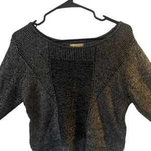 Pre Owned Women’s Vera Wang Princess Metallic Look Top Sweater Sz Lg Classic - Picture 1 of 10