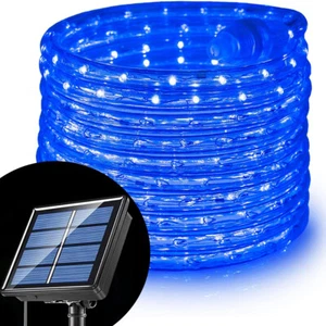 105FT Blue Solar LED Rope Lights 8 Mode Outdoor Waterproof  for Home Garden Lamp - Picture 1 of 13