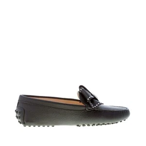 TOD'S women shoes Black hammered leather gommino driving loafer with maxi bow - Bild 1 von 8