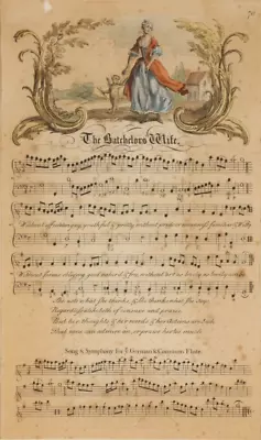 George Bickham THE BATCHELORS WIFE Musical Entertainer Etching Kupferstich 1737 - Bild 1 von 4