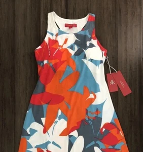 Neu mit Etikett Krimson Klover Damen Blumenmuster tropisch orange rot blau Racerback Kleid XS - Bild 1 von 17