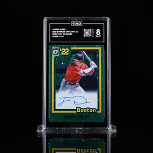 JARREN DURAN 2022 DONRUSS OPTIC #81S-JD RETRO 1981 SIGNATURES GREEN STARS TAG 8