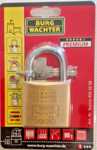 Vorhängeschloss Boccia Burg-Wächter 50mm Messing Vorhangschloss 2 Schlüssel - Bild 1 von 1
