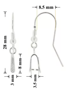 Pendientes de plata esterlina ganchos de alambre con fianza de pellizco 28x3 mm * Hallazgos - Imagen 1 de 1