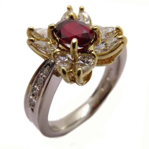 *15%OFF* FINE JEWELRY 0.63ct Ruby 0.80ct Diamond Ring 18K White Gold PT900 P... - Picture 1 of 15