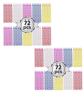 144 x Birthday Cake Candles Assorted Color Spirals Design Party Candle, 144-Pack - Picture 1 of 10