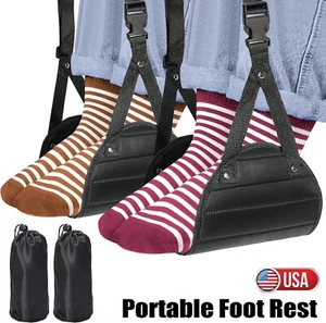 2× Portable Travel Foot Rest Relax Travel Hammock Carry Flight Leg Airplane Pad - Picture 1 of 17