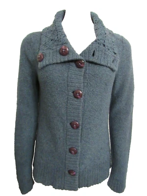 CLÁSICOS ENTIER TALLA S PUNTO BOTÓN CÁRDIGAN SUÉTER CUELLO CROCHET Foto 1 de 4